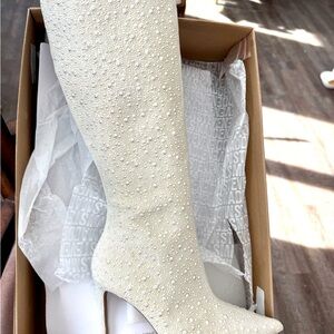 Steve Madden White Pearl Boots